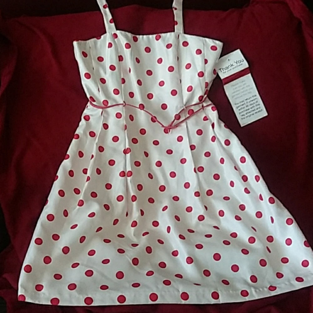 Madison Leigh White and Orange Polka Dot Dress